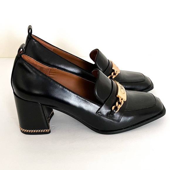 Tory Burch Shoes - Tory Burch Ruby Loafer Leather Square Toe Block Stacked Chunky Heel Sz 7M NWOT
